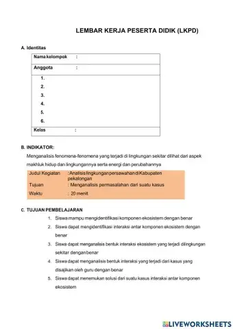 Lkpd interaksi komponen ekosistem