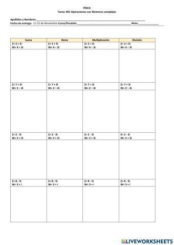 Operaciones con Números Complejos