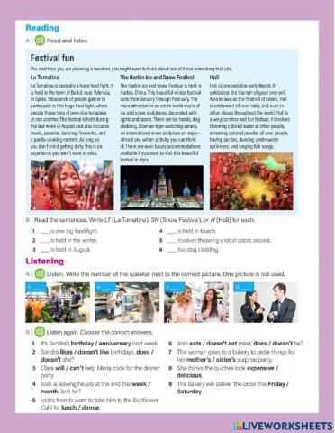 Reading and listenig u12 - ev