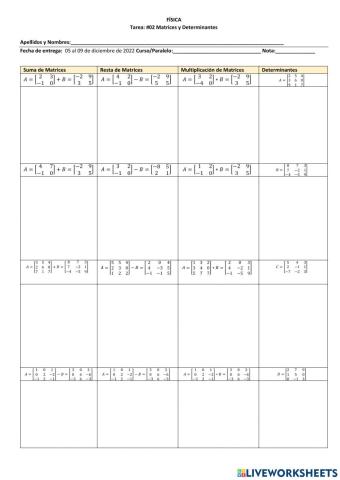 Matrices y determinantes