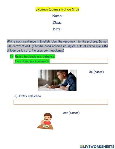 5tos - Examen Quimestral