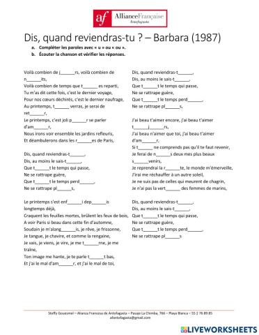 Dis, au moins le sais-tu -u- -ou- y u