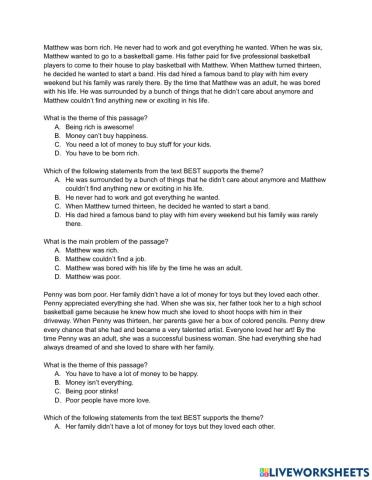 Matthew - Penny Theme Worksheet