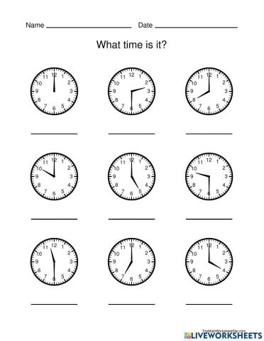Telling Time - Hour and Half Hour Intervals (1)