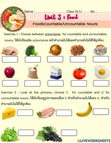 Food and Countable-Uncountable Nouns
