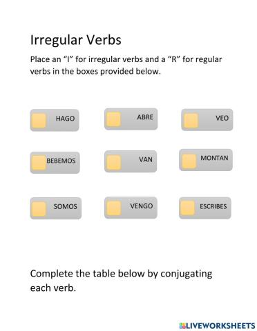 Los verbos irregulares
