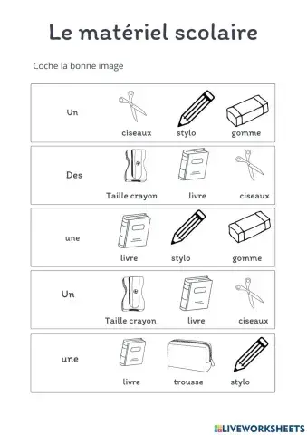 Le matéiel scolaire