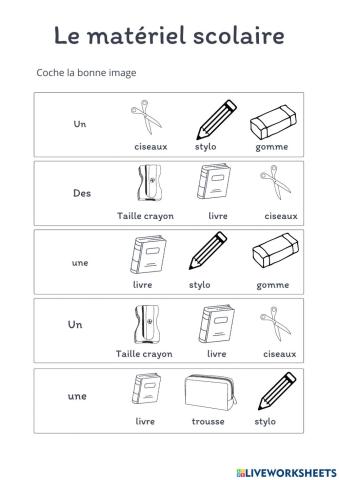 Le matéiel scolaire