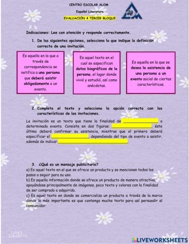 Evaluación 4 bloque 3 lit