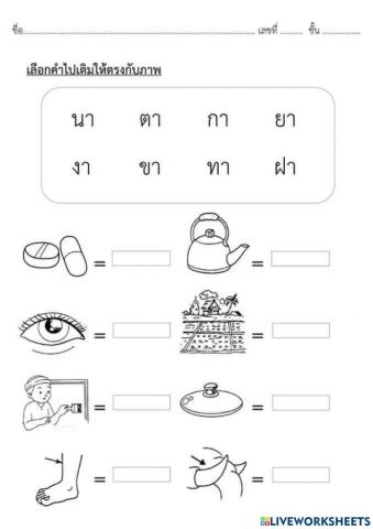 แบบทดสอบวิชาภาษาไทย ชั้นอนุบาล 3