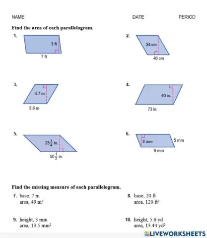 Area of parallelogram 2