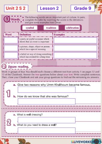 Unit 2 Lesson 2 G 9 S 2 ( SB . Page 15 )
