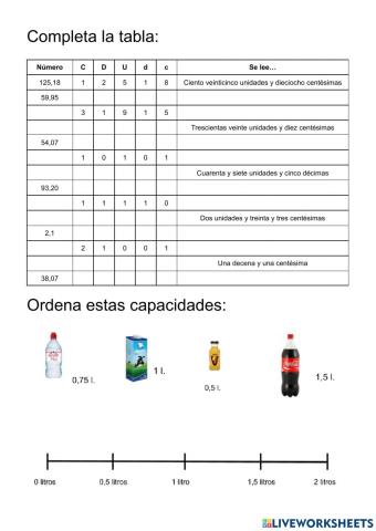 Escritura de números decimales I