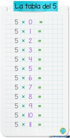 Tabla del 5