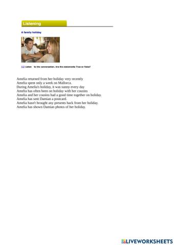 LISTENING: Family Holiday