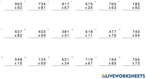 Multiplicaciones dos cifras