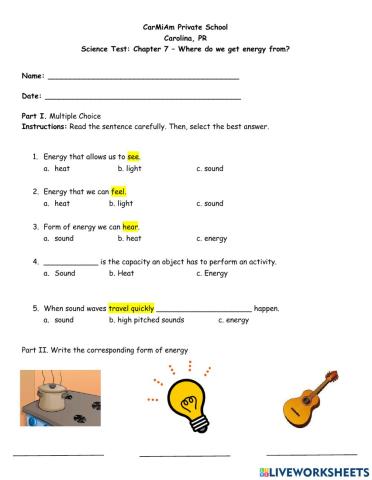 Chapter 7: Where does energy come from