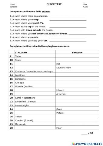 Vocabulary: House and furniture