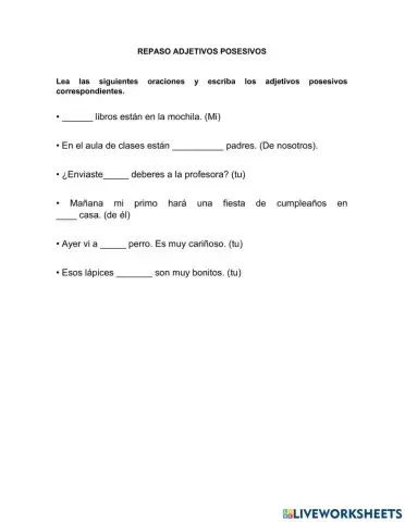 Adjetivos posesivos-repaso