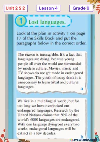 Unit 2 Lesson 4 G 9 s 2 ( SB P . 17 )