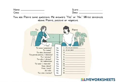Les adjectifs de personalité