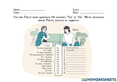 Les adjectifs de personalité