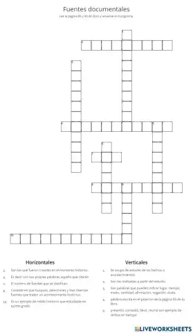 Crucigrama: fuentes bibliográficas