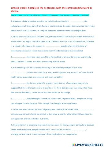 Linking words (Essay)