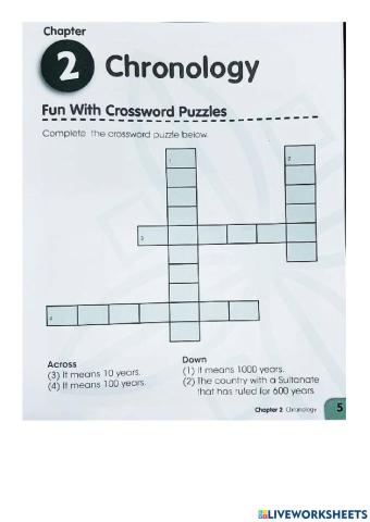 Chronology crossword puzzle