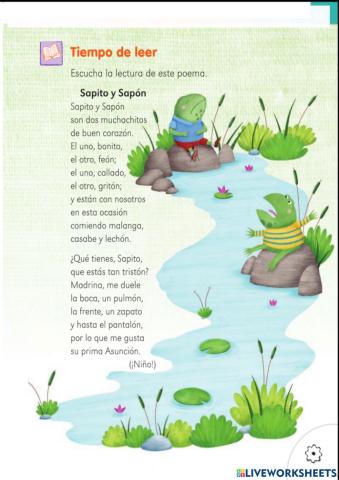 Lectura sapito y sapon