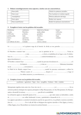 Prehistoria, Egipto y Mesopotamia