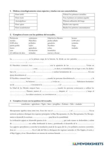 Prehistoria, Egipto y Mesopotamia