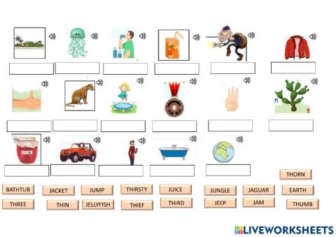 English wordw with j and th