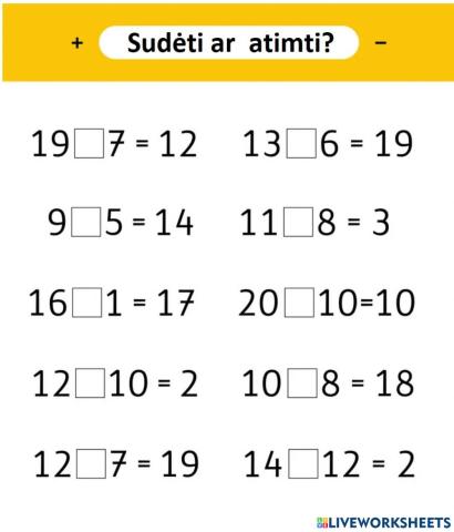 Sudėtis ar atimtis?