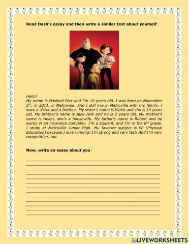 Writing assignment-essay - talking about me