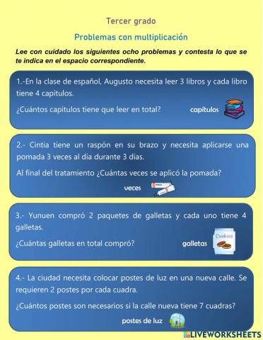 Problemas de multiplicación