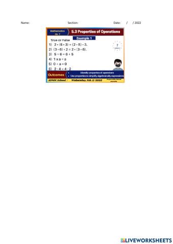 5.3 Properties of operations