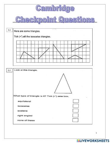 Types of triangles checkpoint questions
