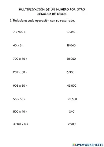 Mutiplicar un nº por otro seguido de ceros