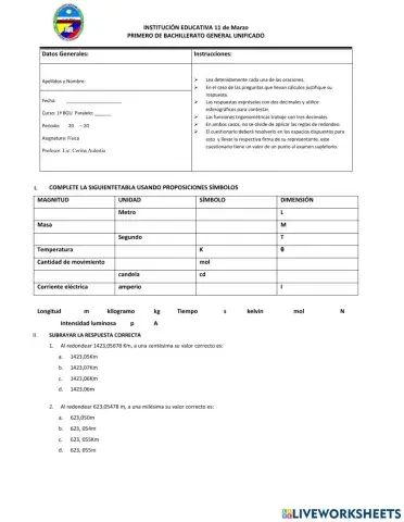 Examen I Quimestre Primeros