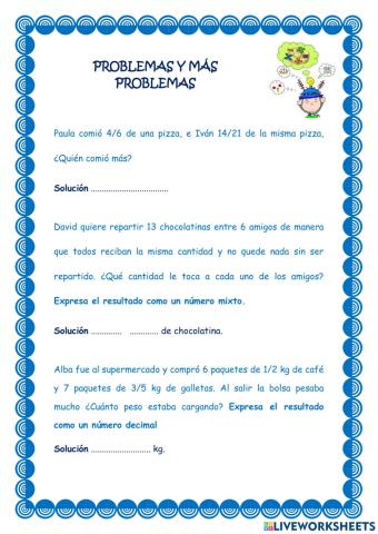 Problemas fracciones