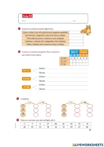 Ficha de matemática