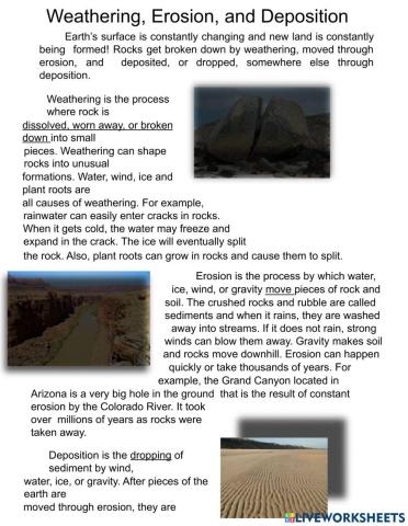 Weathering Erosion and deposition -3
