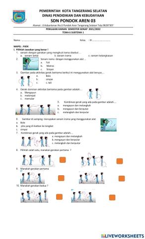 Penilaian Harian Tema 6 ST 1 PB 4