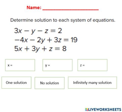 Solving systems of equations with three variables