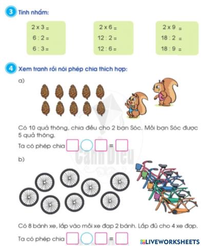 Bảng nhân 2- Bài 3,4