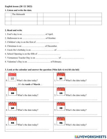 Grade 4.2 - What's the date today cont.2