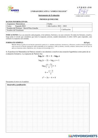Evaluación Quimestral