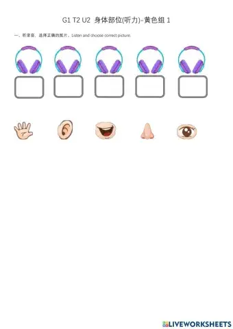 G1 T2 U2 Body Parts-听力-黄色1