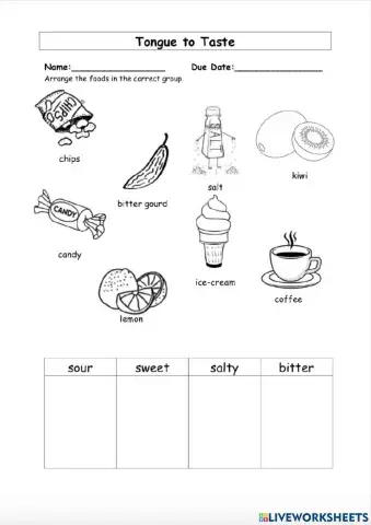 Tongue to taste (5 senses)